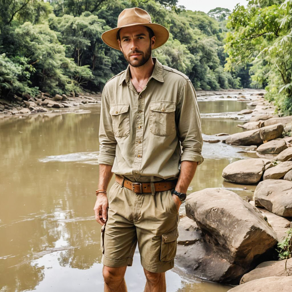 Adventure-Ready Man by the Riverbank