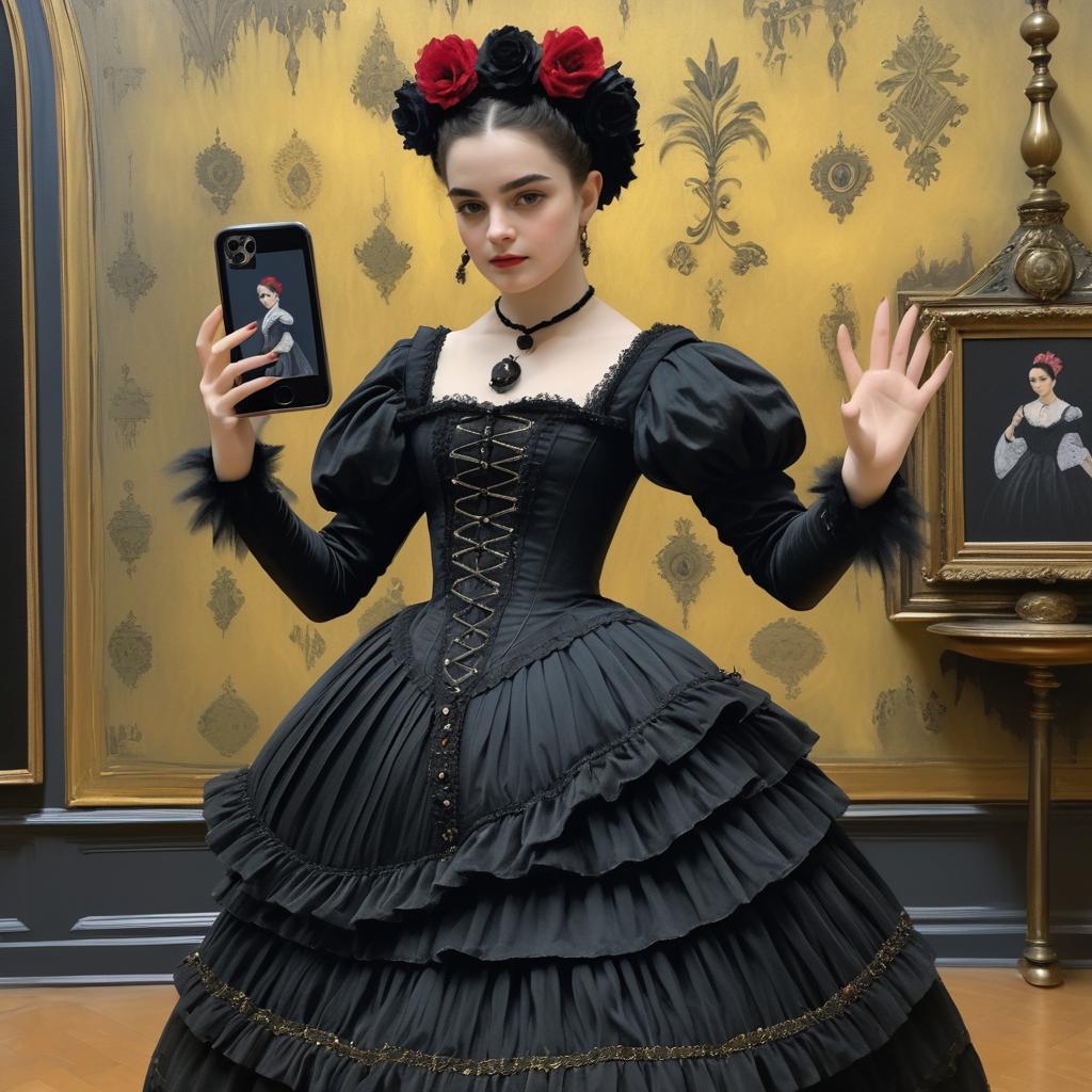 Gothic Girl Dancing with iPhone