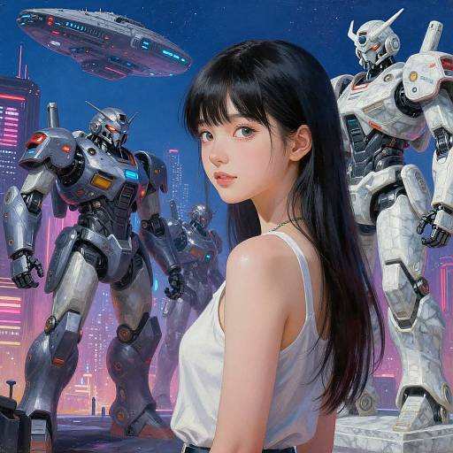 Futuristic Neon City with Super Soldiers