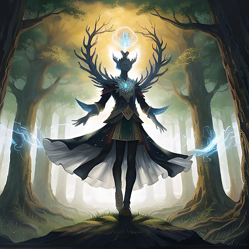 Majestic Fantasy Forest Spirit and Tree