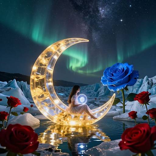 Surreal Nightscape with Glowing Elements