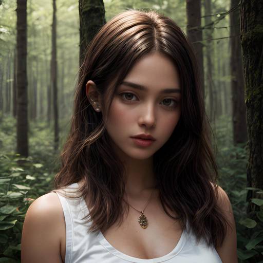 Freckled Girl in Forest Glade