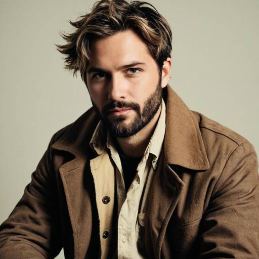Rugged Man in Brown Coat Studio Portrait