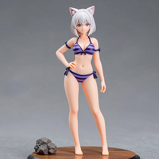 Anime Cat-Eared Figurine on Platform