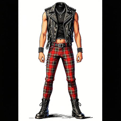 Vintage Punk Outfit Comic Style