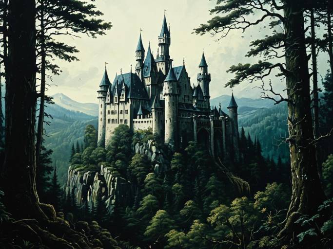 Enchanting Forest Castle Fantasy Wallpaper