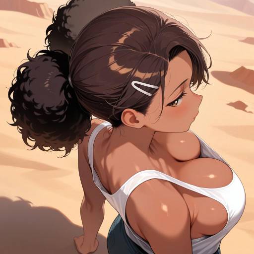 Captivating Afro Girl in Desert
