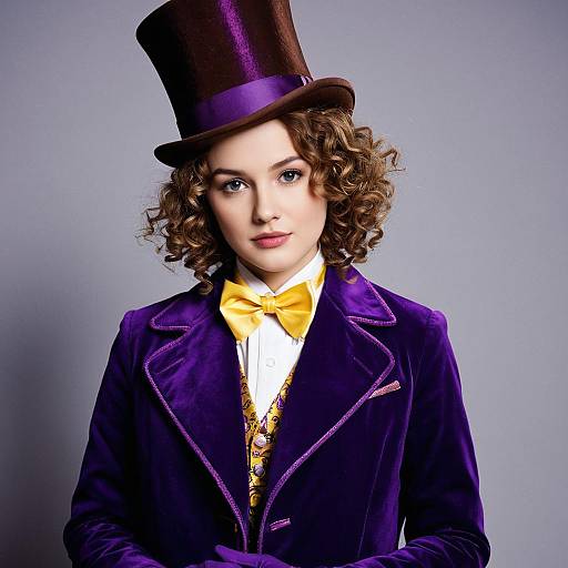 Woman in Purple Willy Wonka Costume