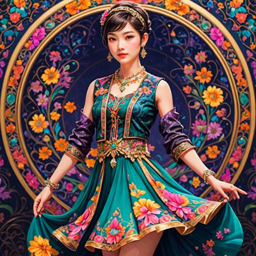Vibrant Young Dancer in Floral Dress