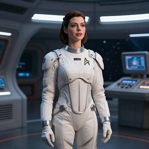 Anne Hathaway in Futuristic Star Trek Suit