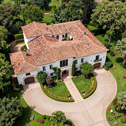 Spanish Colonial Mansion Aerial View