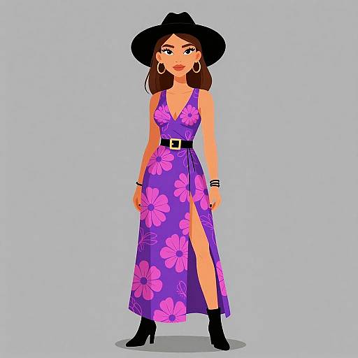 Boho Chic Woman in Floral Maxi Dress