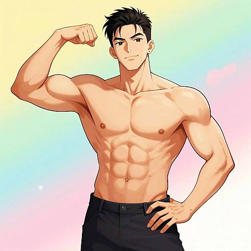 Vibrant Anime Fit Physique Illustration
