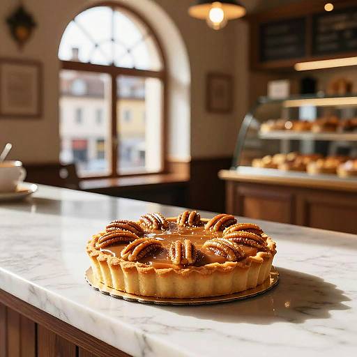 Sunlit Caramel Pecan Tart Scene