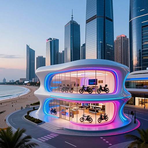 Futuristic Luxury Bike Shop by Beach