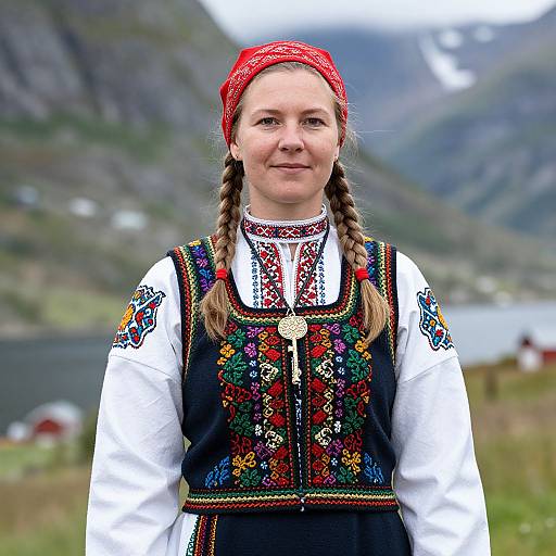 Norwegian Woman in Traditional Folk Costume