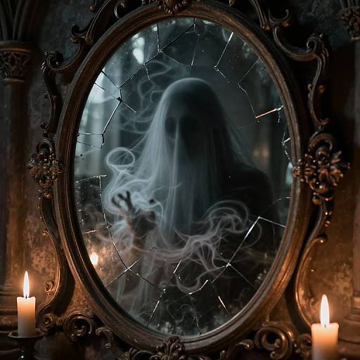 Ghostly Apparition in Gothic Mirror