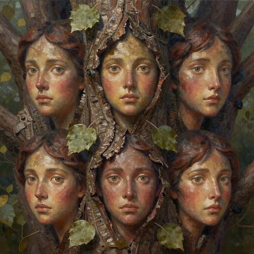 Faces Emerging from Nature's Bark