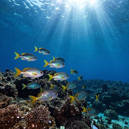 Sunlit School of Shimmering Fish