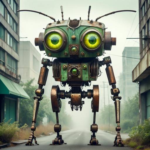 Bio-Mechanical Insect Creature in Abandoned City