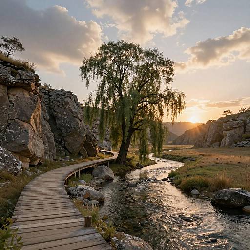 Serene Rocky Cliffs with Winding River