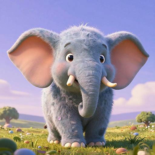 Cute Fluffy Elephant Character Art