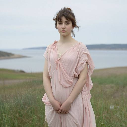 Serene Young Woman in Pink Dress