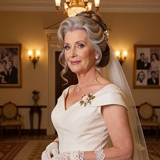 Elegant Older Bride in Vintage Wedding Hall