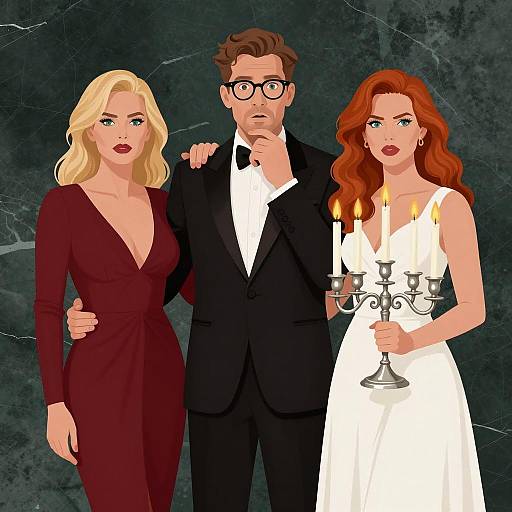 Elegant Trio with Candelabra