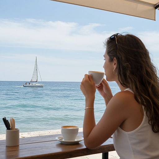 Serene Seaside Café Moment