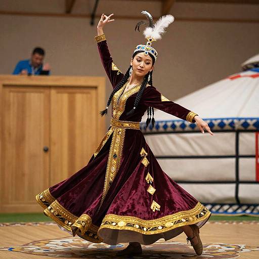Graceful Dancer in Kazakh Costume