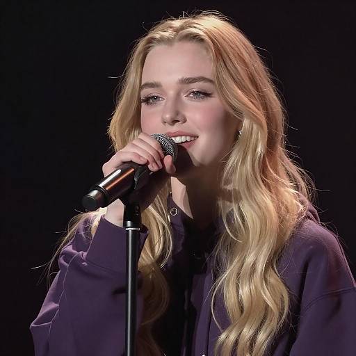 Young Woman Singing on Stage