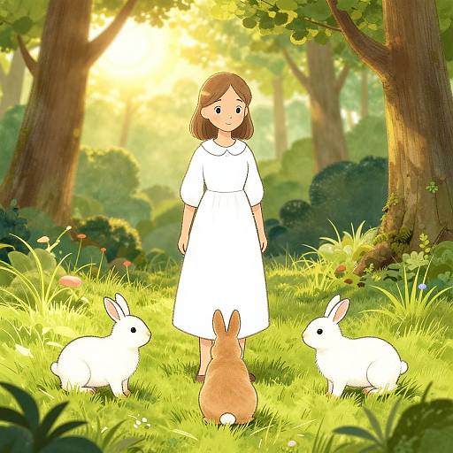 Fairy Tale Forest Baby Rabbits Sketch