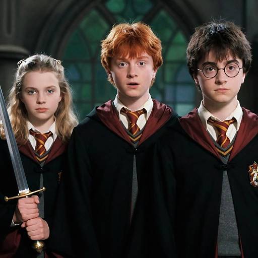 Intense Young Wizards in Hogwarts Robes