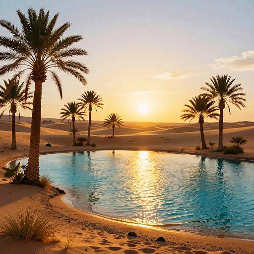 Turquoise Desert Oasis at Sunset