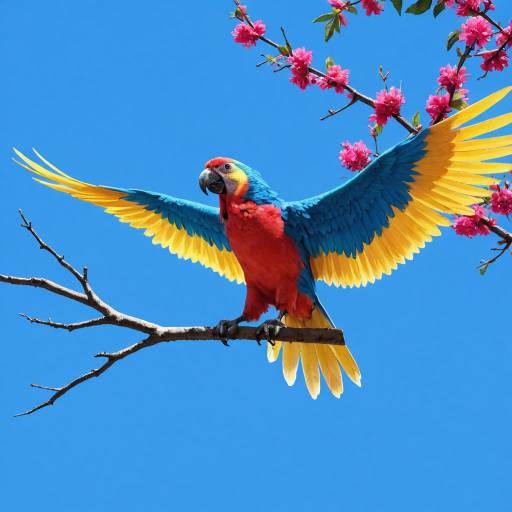 Macaw in Flight with Vibrant Colors Macaw in Flight with Vibrant Colors