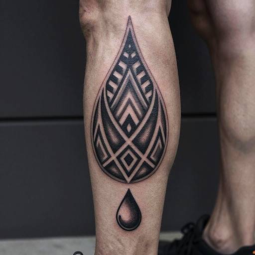 Geometric Teardrop Tattoo on Leg