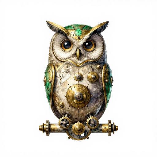 Victorian Steampunk Mechanical Owl Illustration