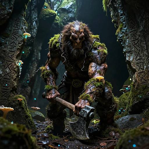 Bioluminescent Ogre in Mystic Cavern