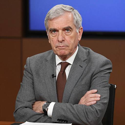 Serious Older Man in Gray Suit