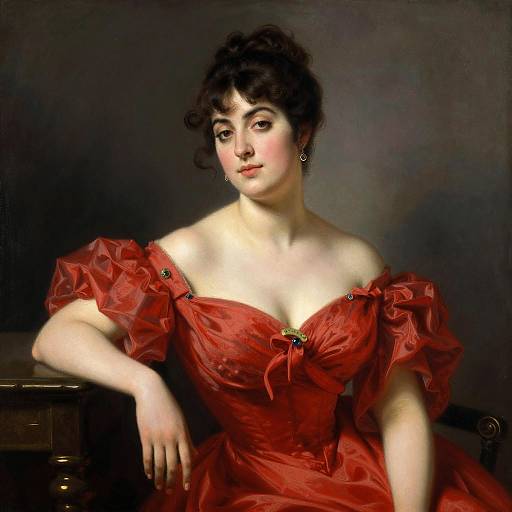 Madrazo Elegance: Woman in Red Dress