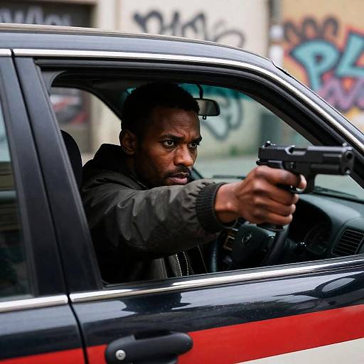 Intense Urban Portrait of a Gunman