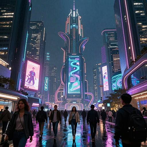 Futuristic Cyberpunk Cityscape at Night