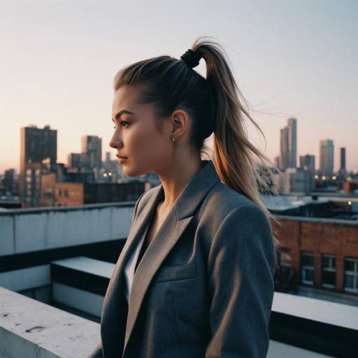 Fashion Model with High Ponytail at Dusk