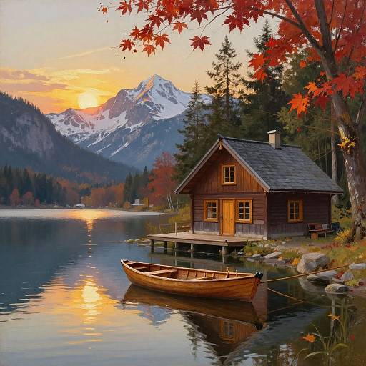 Cozy Mountain Cabin at Sunset