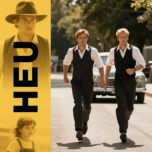 Sunlit Road: Two Men Running