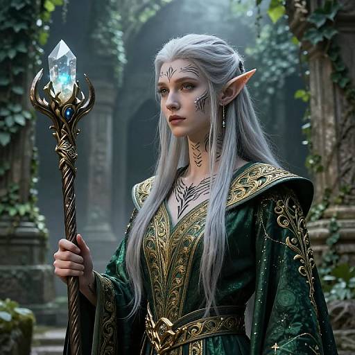 Serene Wise Elf Mage Portrait