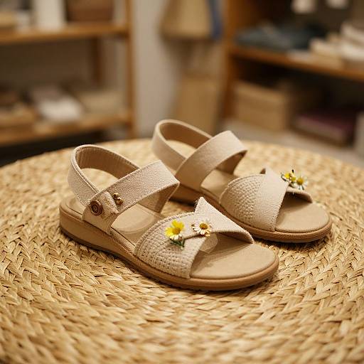 Elegant Huarache Sandals on Straw Mat