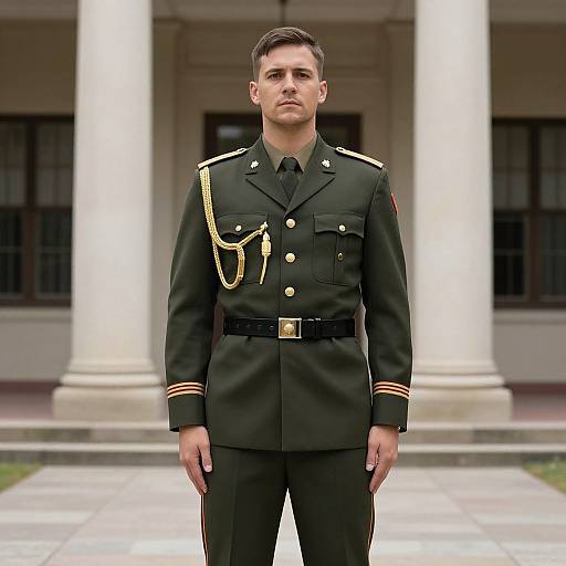 Man in Military Uniform Outdoors