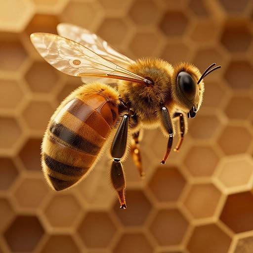Futuristic Humanoid Bee with Honeycomb